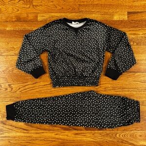 Jessica Simpson Black and White Velour Kids Jogger Set - GC - Size 7/8
